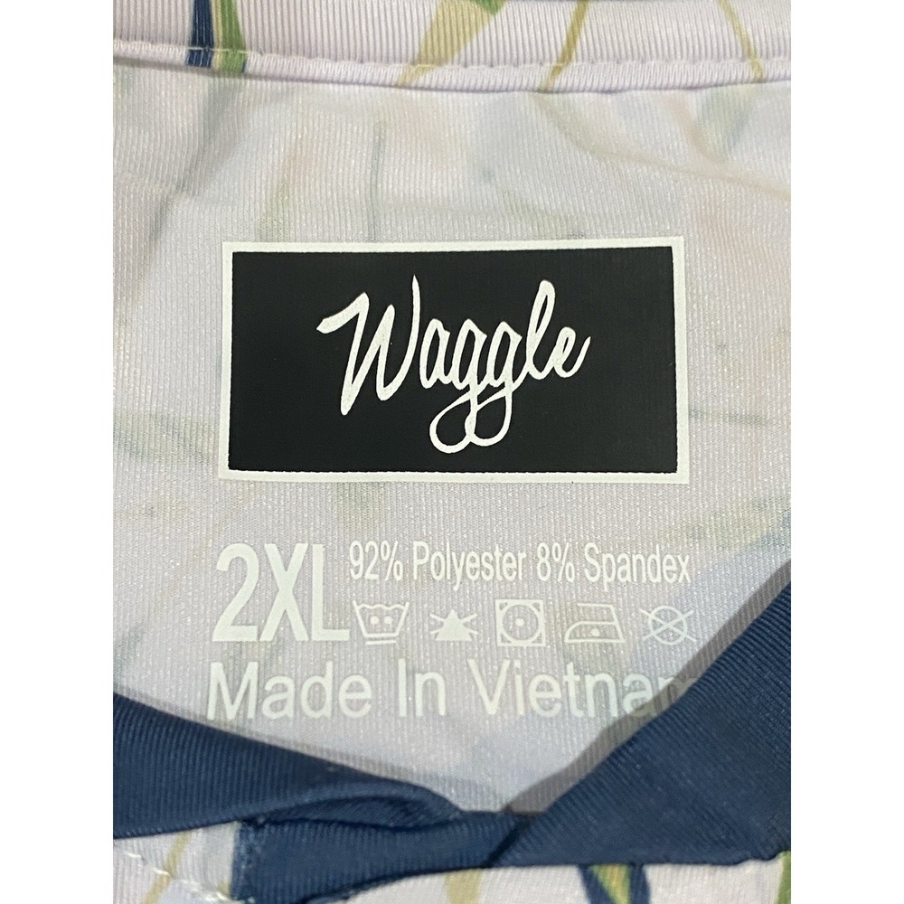 Waggle Golf Shirt Mens 2XL White "Uphill Paddle Blade" Print Henley NWT 69$ MSRP - Picture 6 of 7